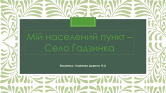 Мій населений пункт – Село Гадзинка