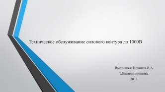 Техническое обслуживание силового контура до 1000 В