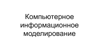 Компьютерное информационное моделирование