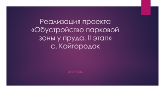 Реализация проекта Обустройство парковой зоны у пруда. II этап. Село Койгородок