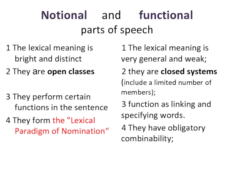 Notional   and   functional  parts of speech 1