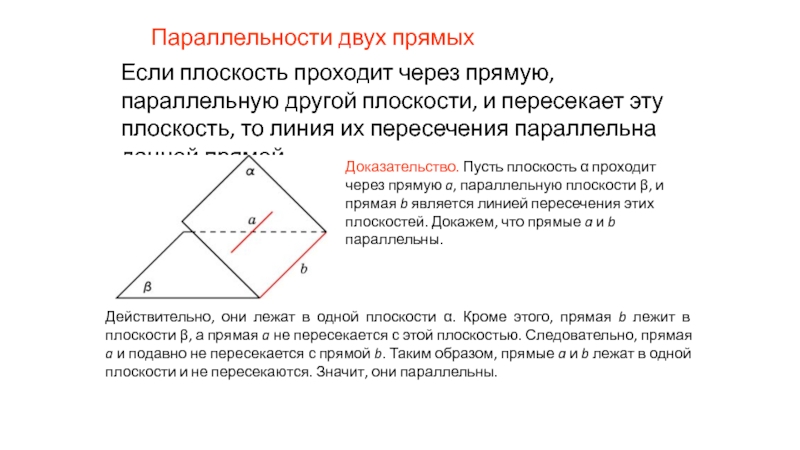 Плоскость проходящая через прямую параллельную другой плоскости