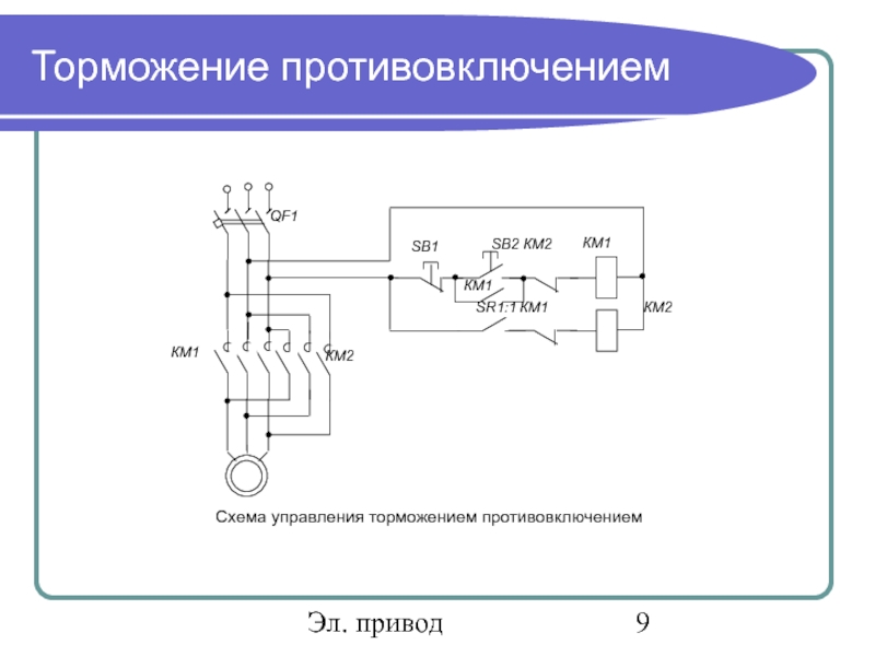 Схема торможения асинхронного двигателя