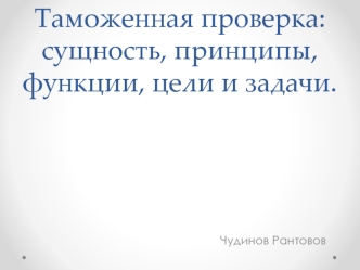 Таможенная проверка: сущность, принципы, функции, цели и задачи