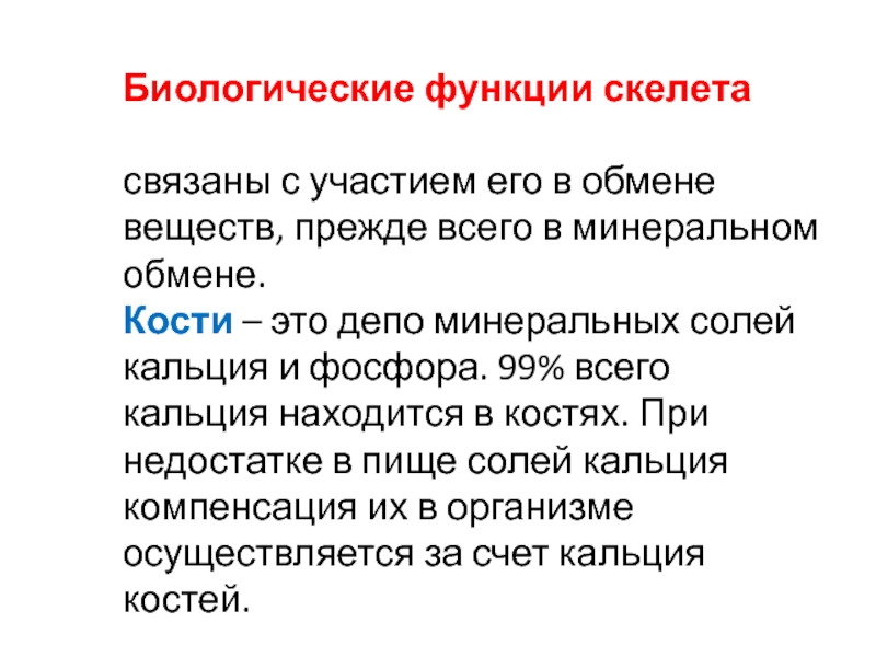 Биологические возможности. Биологические функции скелета. САСБ, участвующий в минеральном обмене кости.