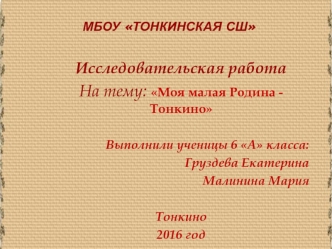 Моя малая Родина - Тонкино