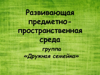 Развивающая предметно-пространственная среда группа Дружная семейка