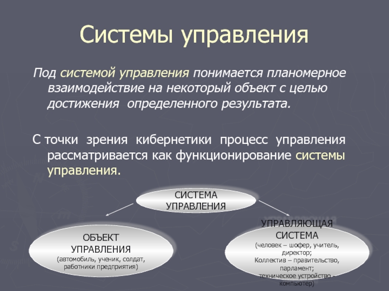 Что понимается под управлением выберите ответ