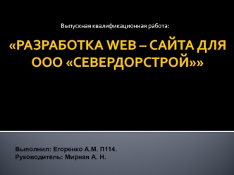 Разработка web-сайта для ООО Севердойстрой