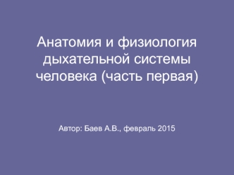 Анатомия и физиология дыхательной системы человека (часть первая)