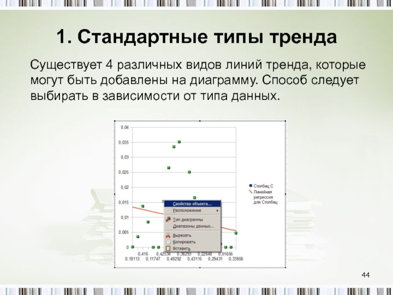 Добавить линию в диаграмму. Математическая обработка статистических данных. Типы линии тренда. Диаграмма добавить линию тренда. Линия тренда на диаграмму для разных типов.