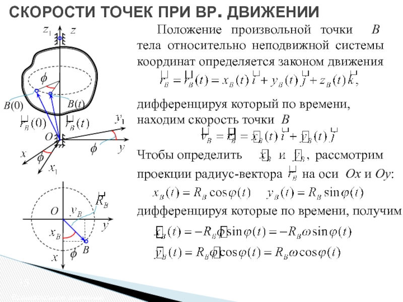 Положение и движение тела. Скорость точки. Координаты точки при вращательном движении. Вектор скорости точки тела при вращательном движении?. Скорость тела относительно неподвижной системы координат.