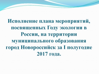 Отчет по году экологии в России, город Новороссийск