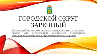 Городской округ Заречный. Осуществление деятельности общественных объединений, участвующих в охране общественного порядка