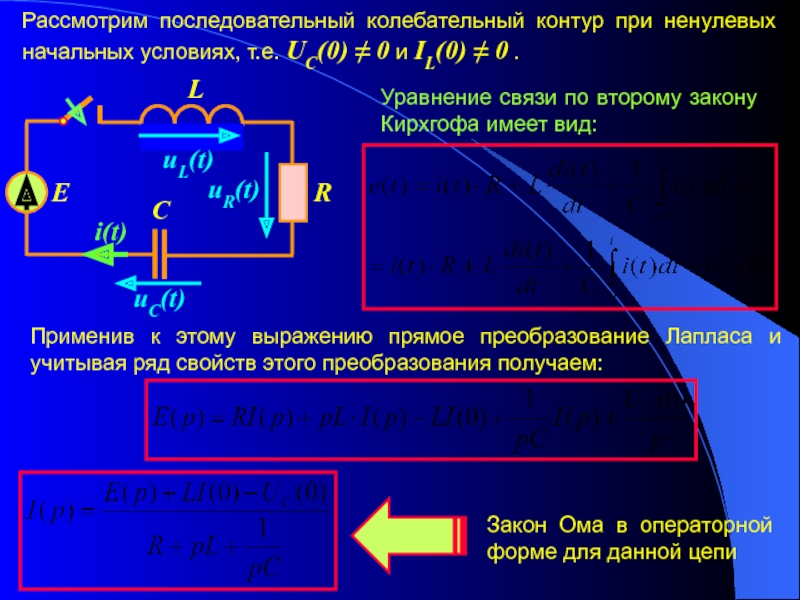 При нулевых начальных условиях емкостному элементу соответствует операторная эквивалентная схема