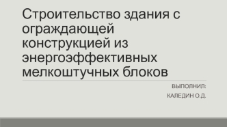 Строительство здания с ограждающей конструкцией из энергоэффективных мелкоштучных блоков