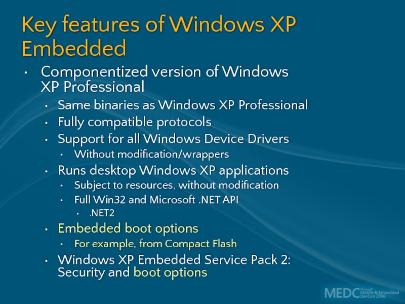 xp embedded support