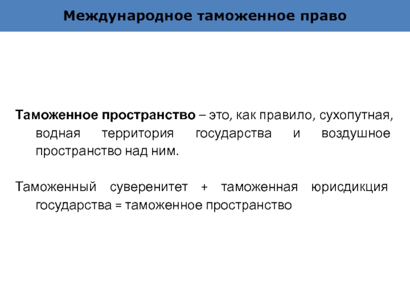 Таможенное право. Таможенное пространство. Понятие таможенного пространства в международном таможенном праве. Таможенный суверенитет это.