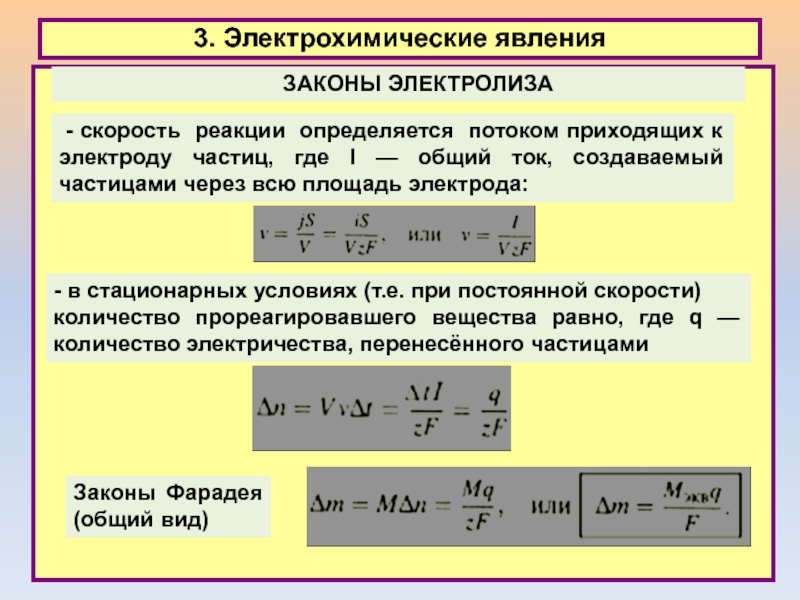 Уравнение электрохимических процессов