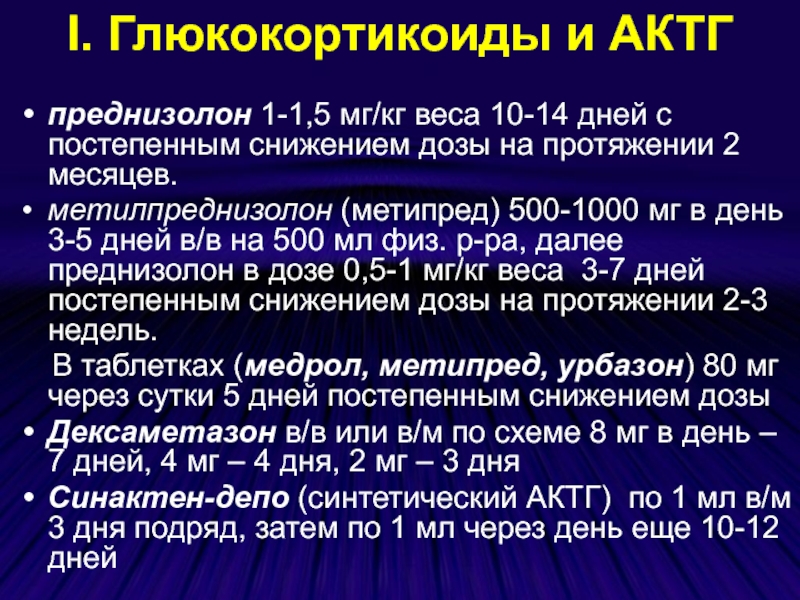 Как снижать метипред схема