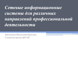 Сетевые информационные системы для различных направлений профессиональной деятельности