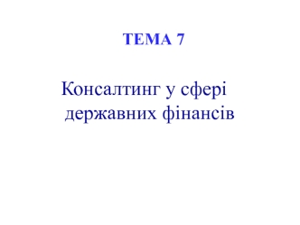 Консалтинг у сфері державних фінансів