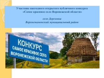 Участник ежегодного открытого публичного конкурса Самое красивое село Воронежской области село Дерезовка