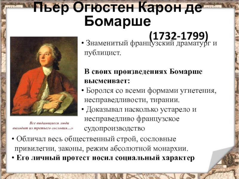 Мир художественной культуры просвещения кратко. Пьер Огюстен Карон де Бомарше (1732-1799). Карон де Бомарше эпоха Просвещения. Мир художественной культуры Просвещения Пьер Бомарше. П О Карон де Бомарше основные идеи кратко таблица.