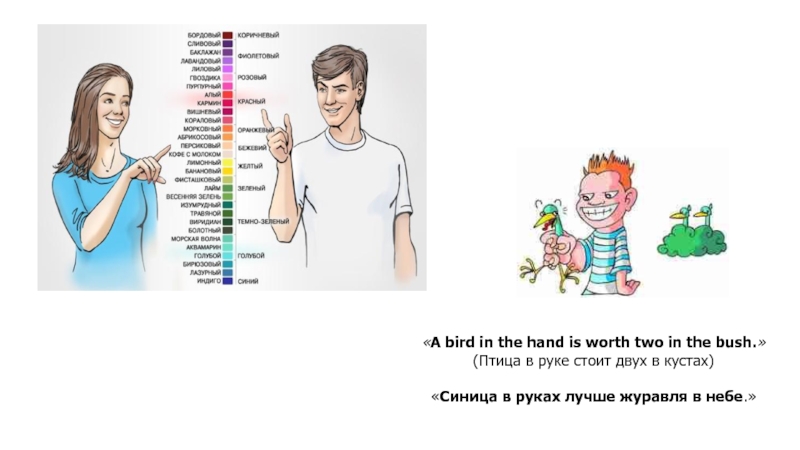 «А bird in the hand is worth two in the bush.» (Птица