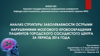 Анализ структуры заболеваемости ОНМК пациентов городского сосудистого центра