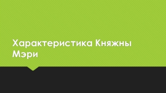 Княжна Мэри в романе Герой нашего времени М.Ю. Лермонтова