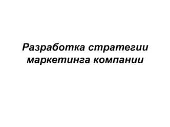 Разработка стратегии маркетинга компании