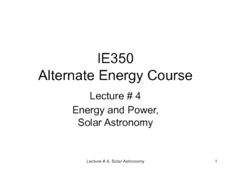 Energy and power, solar astronomy. (Lecture 4)