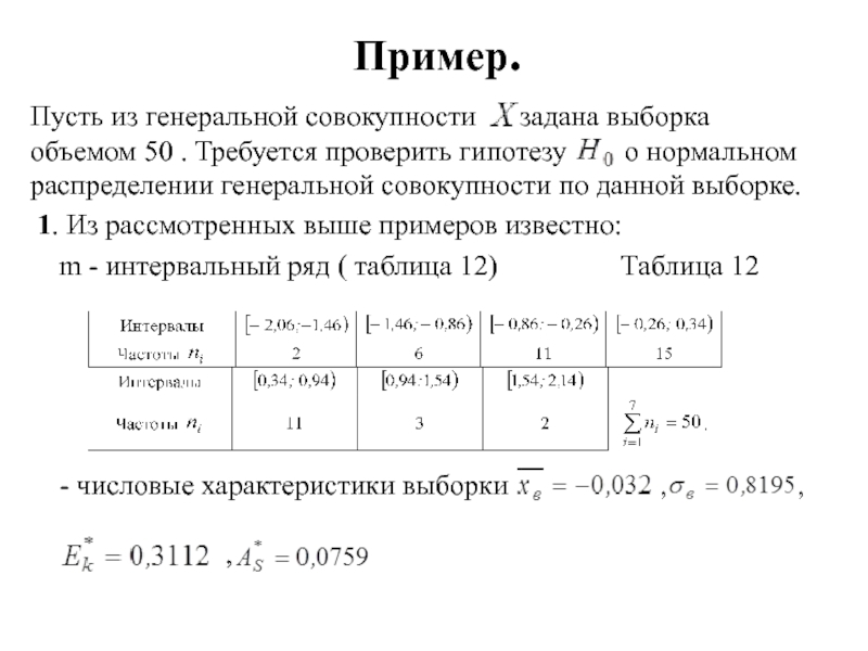 Задана выборка. Нормальное распределение Генеральной совокупности. Проверка гипотез с помощью интервальных оценок..