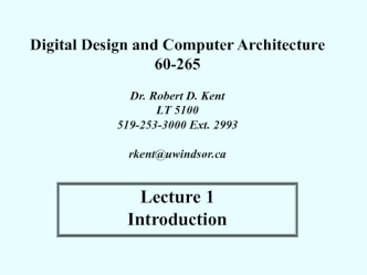 Digital Design and Computer Architecture. Introdution
