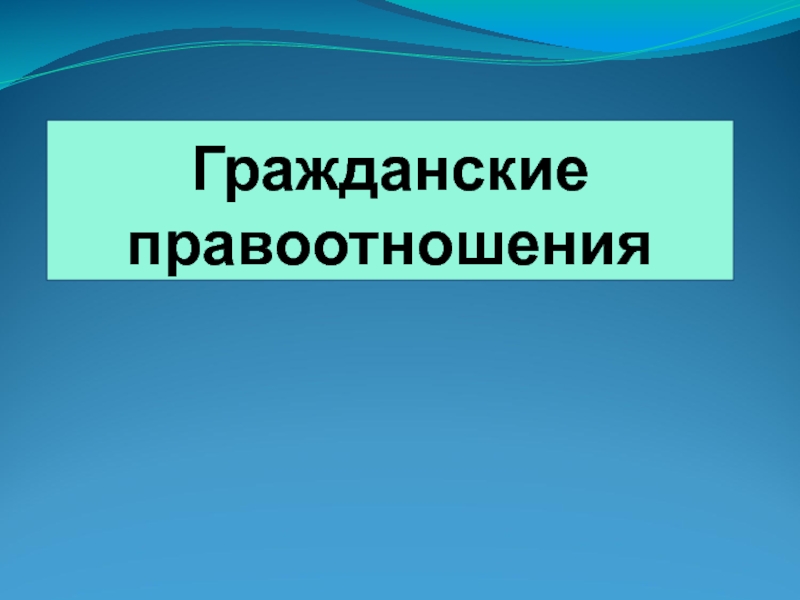 Проект на тему гражданские правоотношения