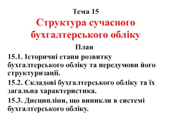 Структура сучасного бухгалтерського обліку