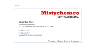 MistyChemco business card