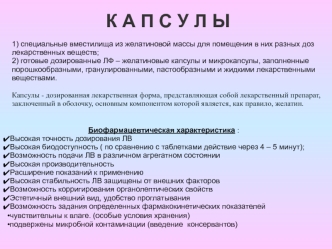 Капсулы. Классификационные подходы