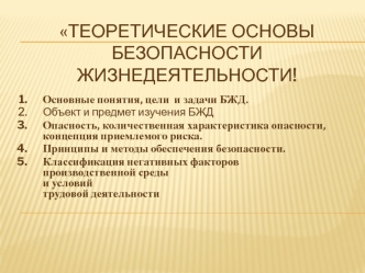 Теоретические основы безопасности жизнедеятельности