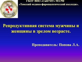 Репродуктивная система мужчины и женщины в зрелом возрасте