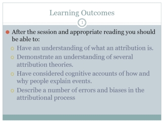 Learning Outcomes. Attribution