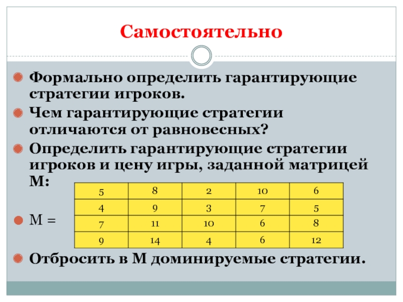 Формально определенный это. Определить доминируемые стратегии. Алгоритм поиска равновесных стратегий. Формальная определенность пример.