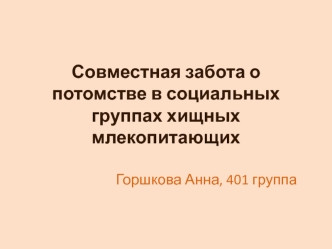 Совместная забота о потомстве в социальных группах хищных млекопитающих