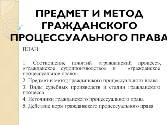 Предмет и метод гражданского процессуального права