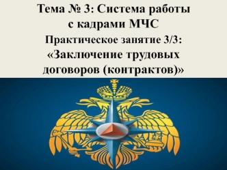 Система работы с кадрами МЧС. Заключение трудовых договоров. (Тема 3.3)