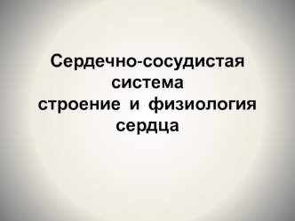 Сердечно-сосудистая система строение и физиология сердца