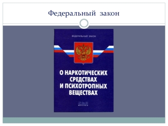 Федеральный закон. Основы государственной политики в сфере оборота наркотических средств