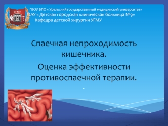 Спаечная непроходимость кишечника. Оценка эффективности противоспаечной терапии