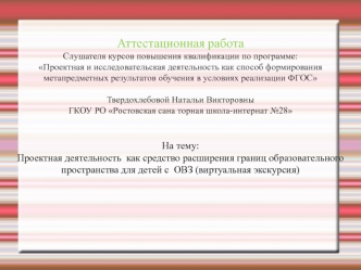 Аттестационная работа. Виртуальные экскурсии как средство расширения границ образовательного пространства для детей с ОВЗ